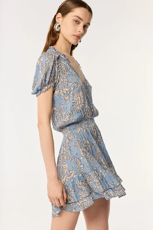Elevate Your Wardrobe Mini Dress Bibi - Blue Oriental Foulard