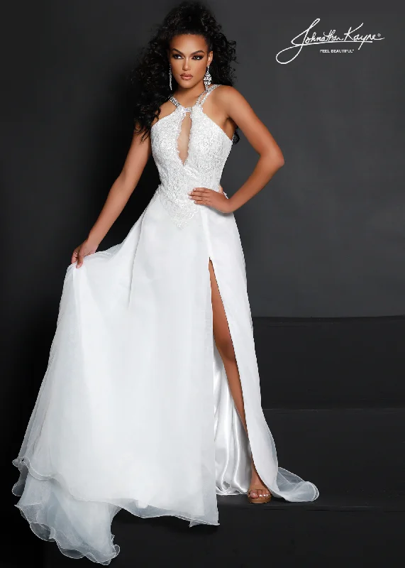 Bold Silhouette Johnathan Kayne 2627 Size 0, 4, 6 White Long A Line High Neck Sequin Formal Pageant Dress Crystal Strap Gown Bold Silhouette Johnathan Kayne 2627 Size 0, 4, 6 White Long A Line High Neck Sequin Formal Pageant Dress Crystal Strap Gown