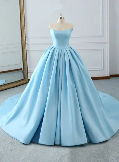 Wardrobe Essentials Fashion Blue Ball Gown Strapless Pleats Wedding Dress With Train long prom evening dress formal gown cg23417 Wardrobe Essentials Fashion Blue Ball Gown Strapless Pleats Wedding Dress With Train long prom evening dress formal gown cg23417