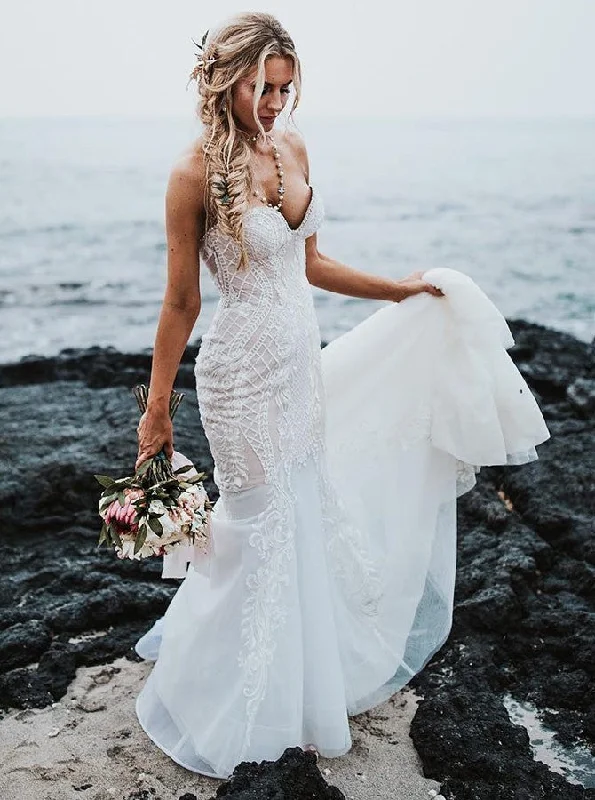 Shop Our Looks Mermaid Sweetheart Lace Appliques Beach Wedding Dress OW599