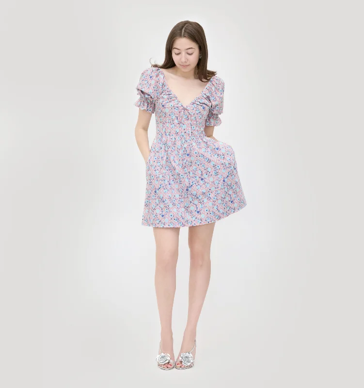 Fashion Essentials The Ophelia Mini Dress - Pink Basketweave Vine