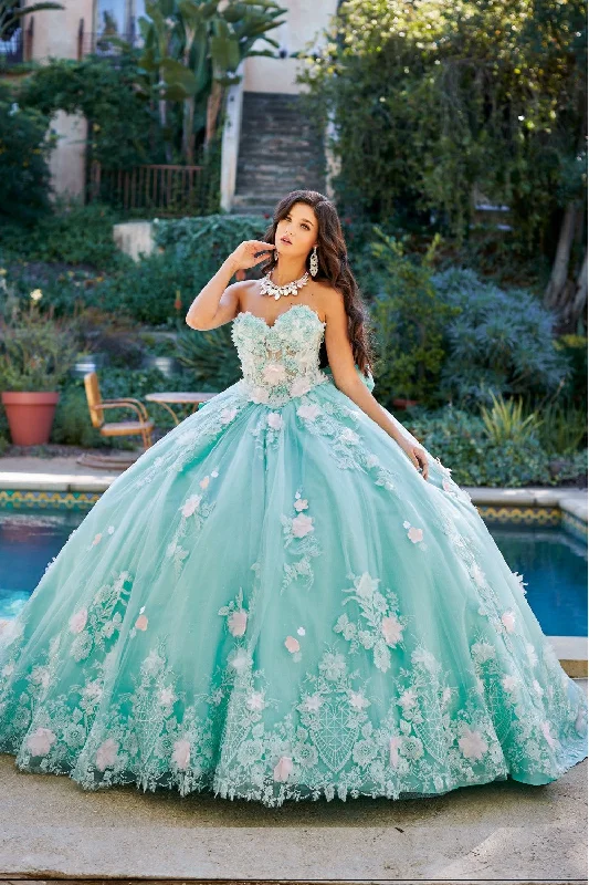 Hot Brand Discounts 3D Floral Strapless Corset Ball Gown by Petite Adele PQ1049