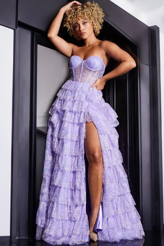 Flash Sales Strapless Ruffled A-line Slit Gown by Jovani 38165