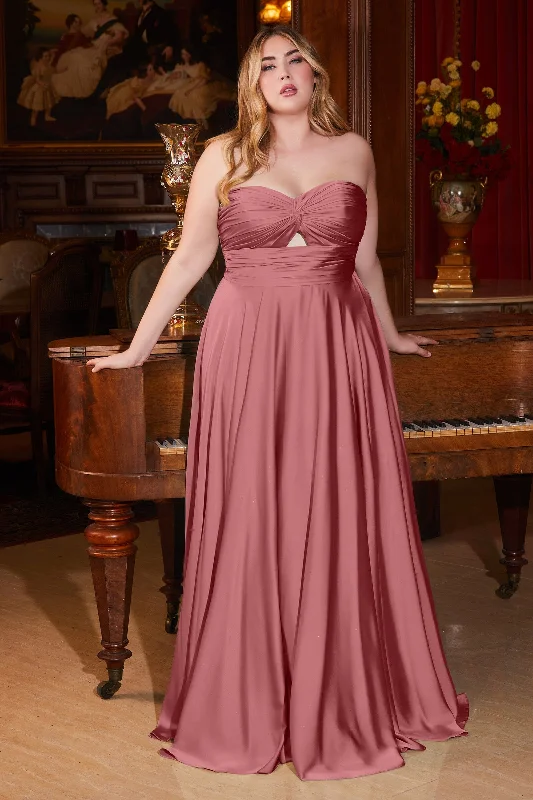 Stylish Savings Plus Size Satin Strapless Keyhole Gown by Ladivine 7496C