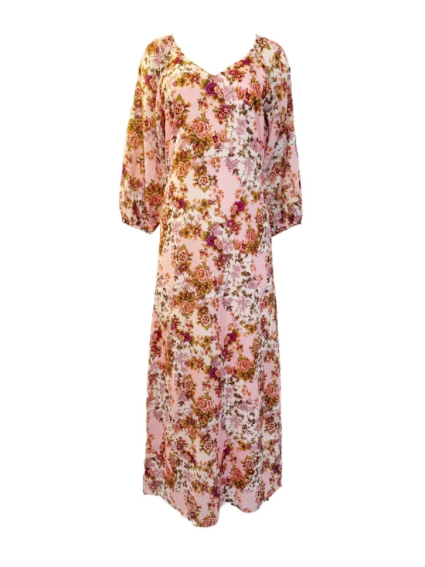 Classic Timeless Elegant Style Kinsley Midi Dress in Blush Bloom