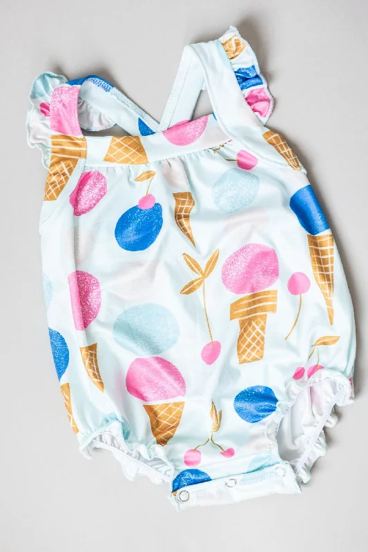 Seasonal Trend SALE We All Scream Ruffle Cross Back Romper