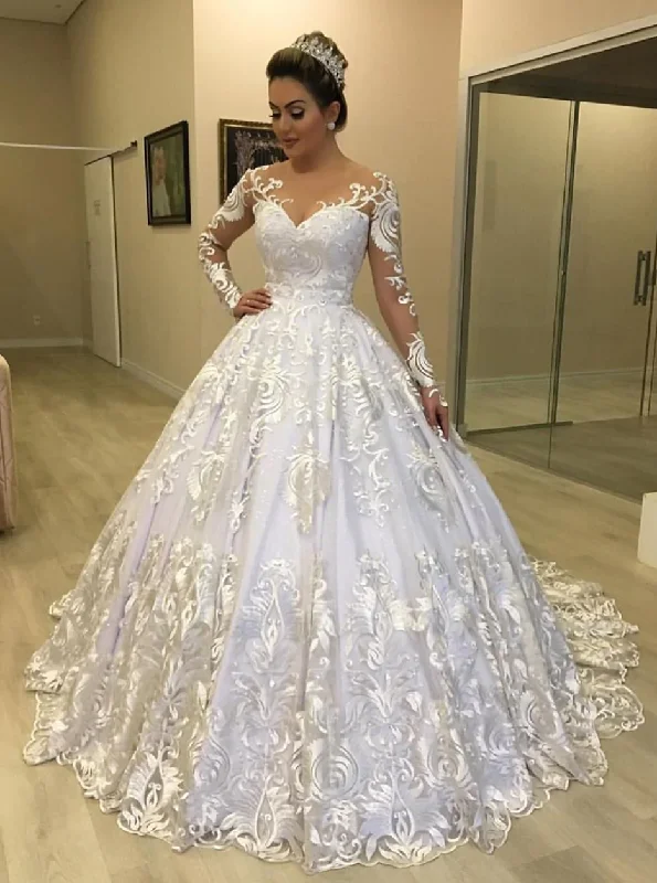 Nordic Minimalist Home Look Vintage Princess Long Sleeves Ball Gown, Wedding Dresses With Lace Nordic Minimalist Home Look Vintage Princess Long Sleeves Ball Gown, Wedding Dresses With Lace