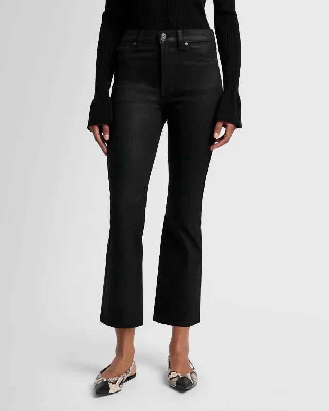 Trending Items High Waist Slim Kick Jeans In Coated Black