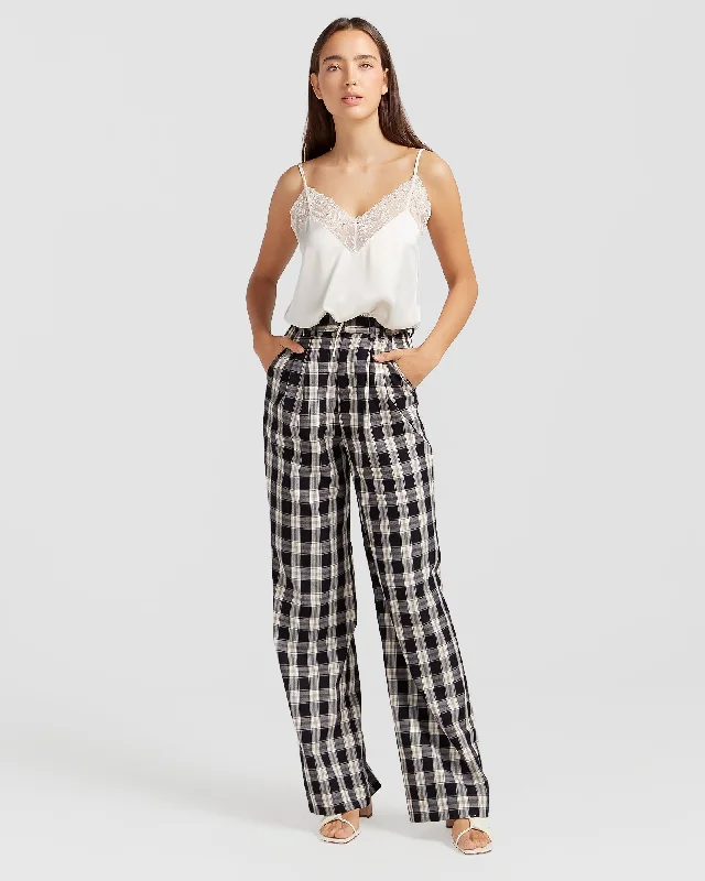 Effortless Comfort Dominoes Wide Leg Check Pant