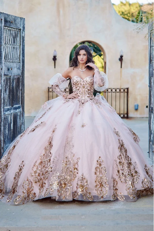 Flash Sale Starts Strapless Puff Sleeve Tiered Ball Gown by Petite Adele PQ1054