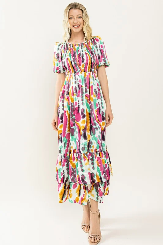 Limited Stock Pink Mix Midi Dress