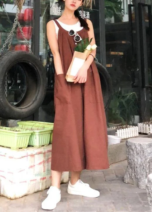 Lightweight Fabric Style Spaghetti Strap jumpsuit pants cotton linen quilting clothes Fabrics chocolate pants Lightweight Fabric Style Spaghetti Strap jumpsuit pants cotton linen quilting clothes Fabrics chocolate pants