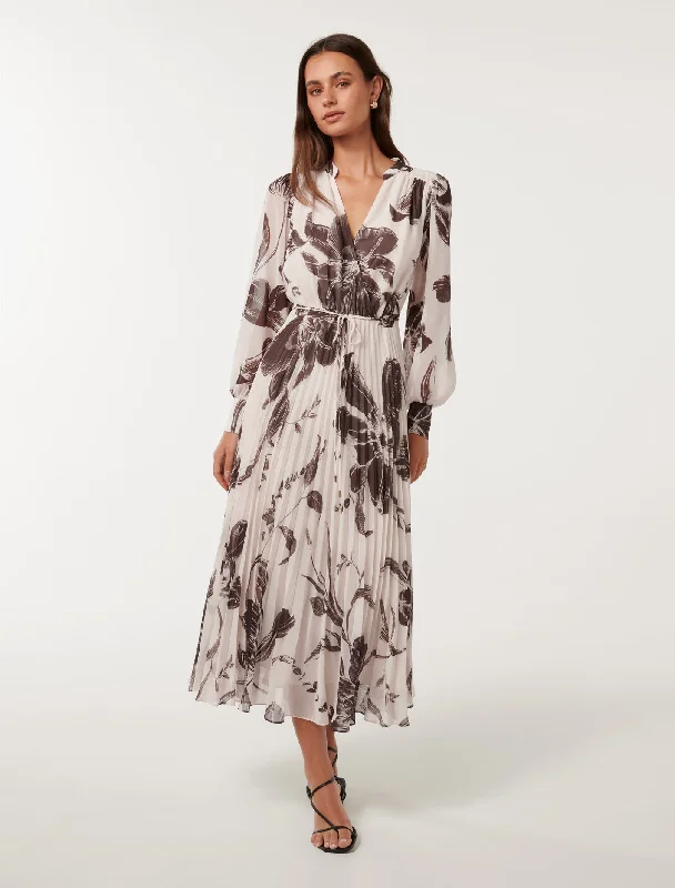 Vibrant Styles Saskia Pleat Wrap Midi Dress