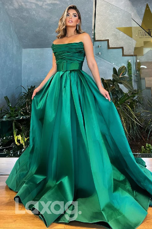 Fashion Sale 14773 - Strapless Pleated Ruched Skirt Sleek Formal Prom Gown
