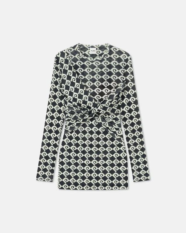 Fashion Sale Hestiah - Printed Mesh Jersey Mini Dress - Diamond Check