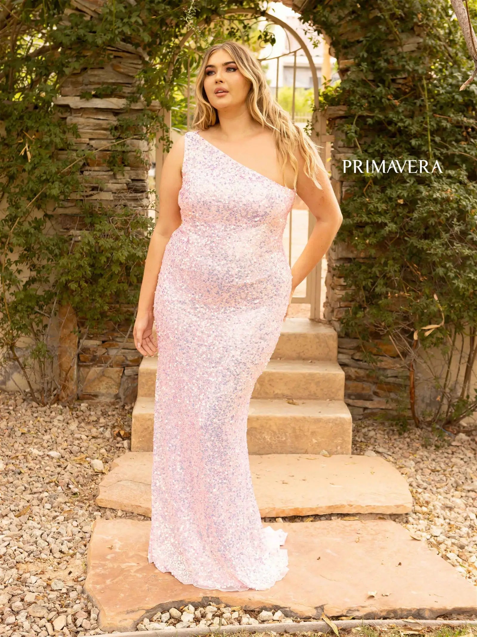 Spring Fling Sale Primavera Couture 14004 Size 18 Baby Pink Long Fitted One Shoulder Sequin Plus Size Prom Dress Formal Gown Spring Fling Sale Primavera Couture 14004 Size 18 Baby Pink Long Fitted One Shoulder Sequin Plus Size Prom Dress Formal Gown