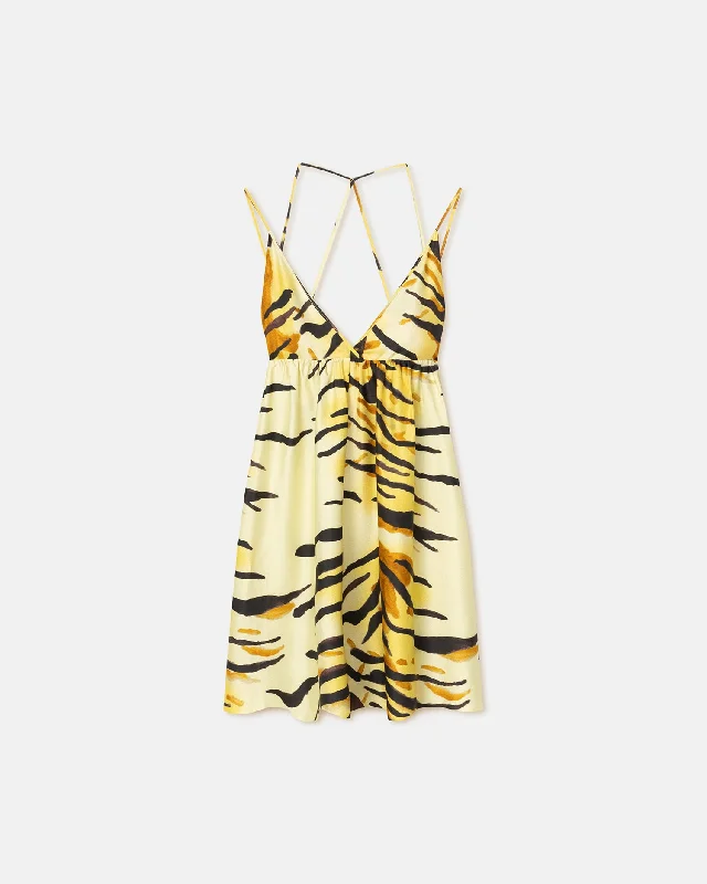 New In This Season Ceil - Printed Silk Twill Mini Dress - Tiger