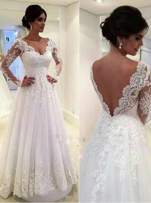 Seasonal Trend Cheap Bridal Gowns With Long Sleeves, A-line Wedding Dress with Lace Applique OW670 Seasonal Trend Cheap Bridal Gowns With Long Sleeves, A-line Wedding Dress with Lace Applique OW670
