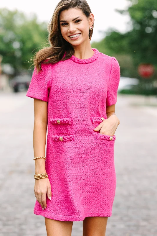 Low Price Special Ask You Out Pink Tweed Shift Dress