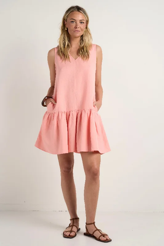 Flash Sale Somerset Peach Sleeveless Frill Hem Mini Dress