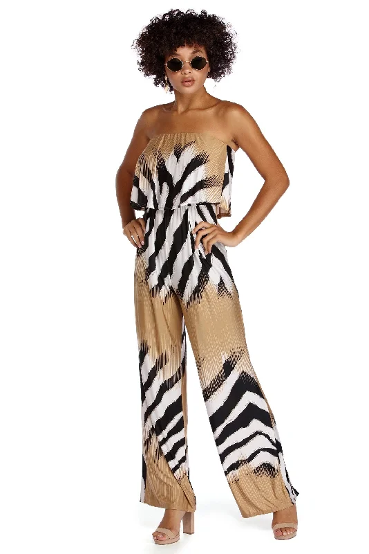 Modern Women's Fashion Disco Queen Striped Jumpsuit