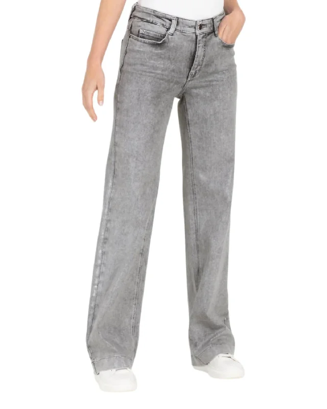 Elegant Style Women's Dream Wide Metallic Jeans In Silver