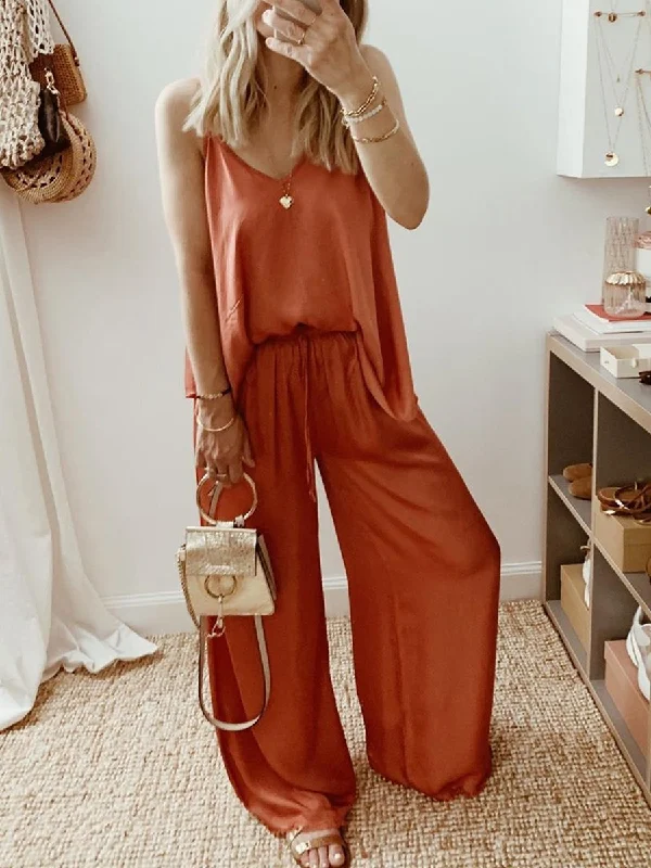 Alluring Design Casual Loose Sleeveless V-neck Jumpsuit