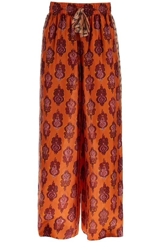 Chic Allure Zimmermann Women's High Waist Wide Leg Ikat Print Silk Pants