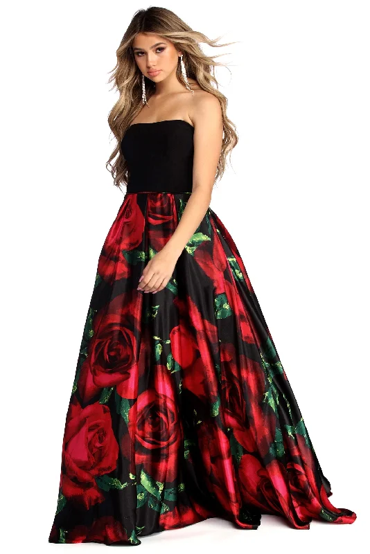 Versatile Outfits Sariah Strapless Rose Ball Gown