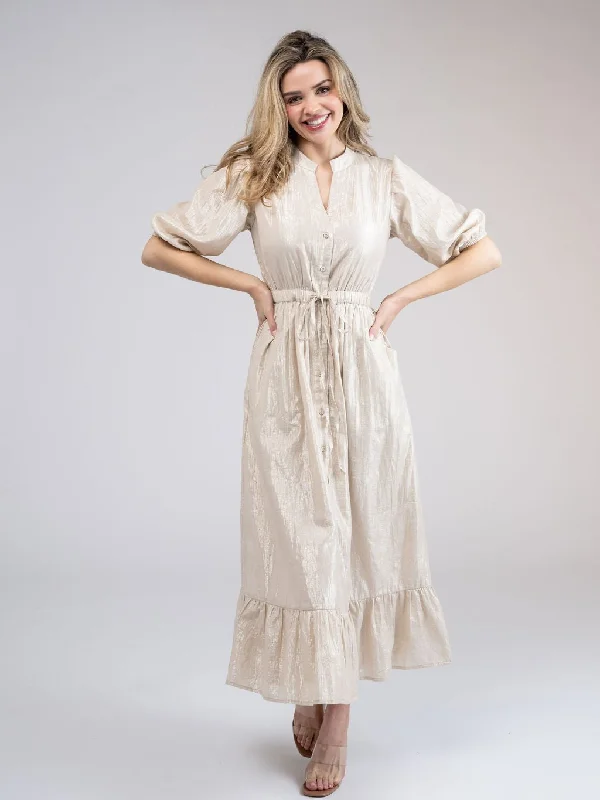 Sophisticated Cut The Lily Midi Dress | Beige Lurex