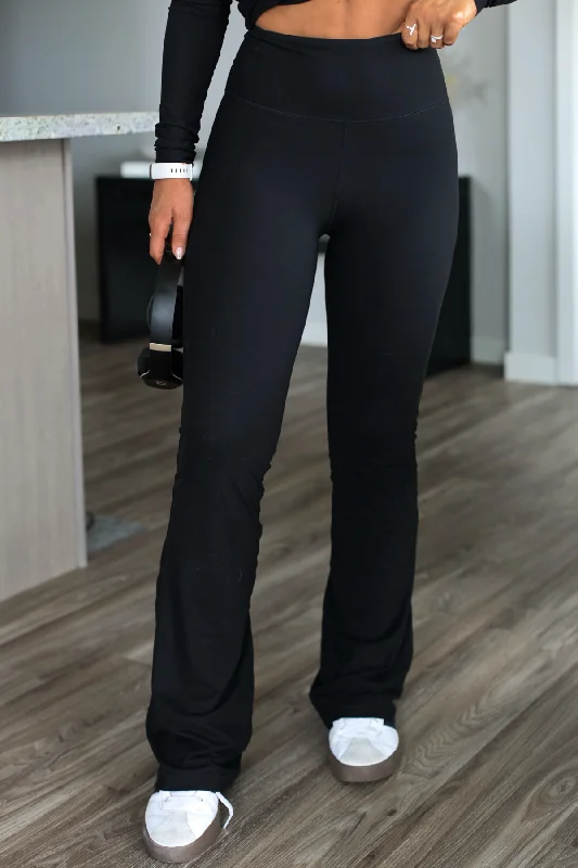 Trendy Fashion For Women Stretchy Black Flare Yoga Pants | Pre Order