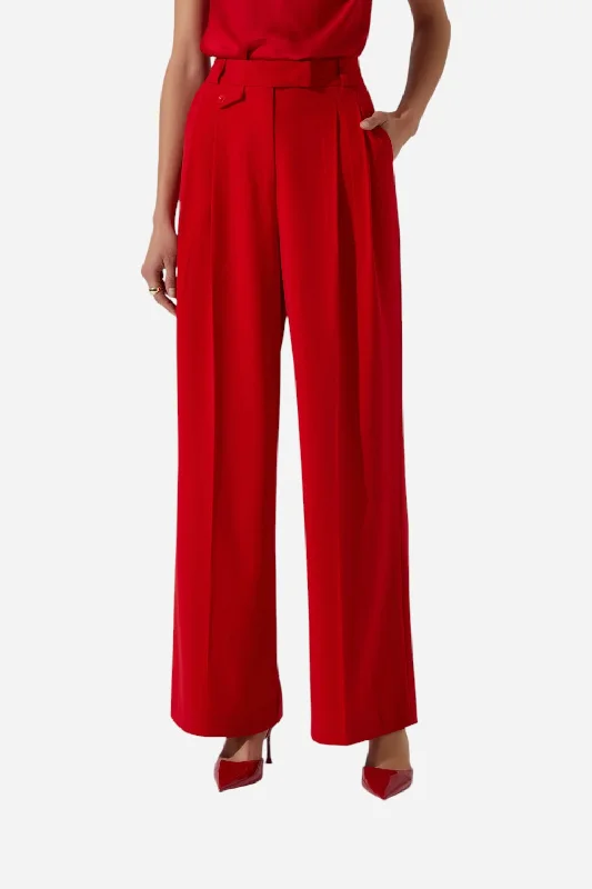 Elegant Details ASTR Bryony High Waisted Trouser Pants in Red