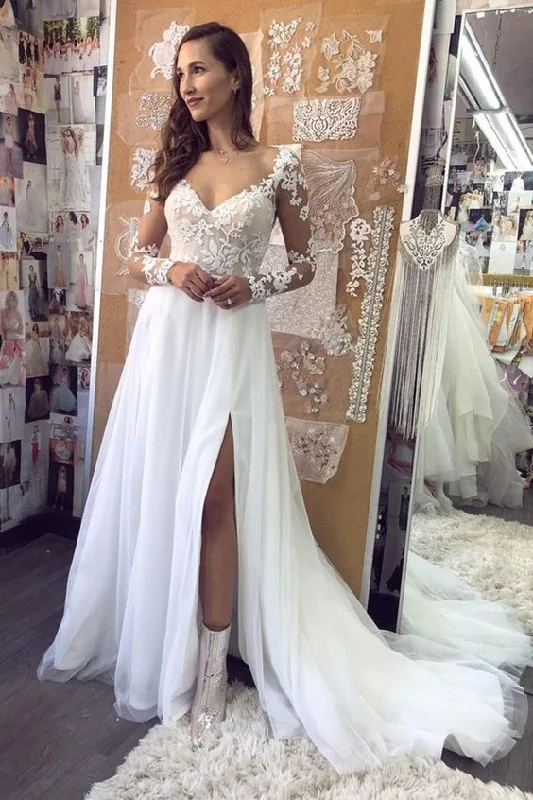 New In This Season Elegant Long Sleeves White Lace Long Prom Dress, White Lace Wedding Dress cg21283 New In This Season Elegant Long Sleeves White Lace Long Prom Dress, White Lace Wedding Dress cg21283