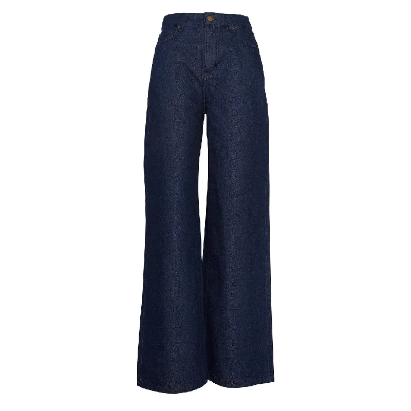Relaxed Style Barbour Womens Maisie Wide Leg Jeans Dark Indigo Wash
