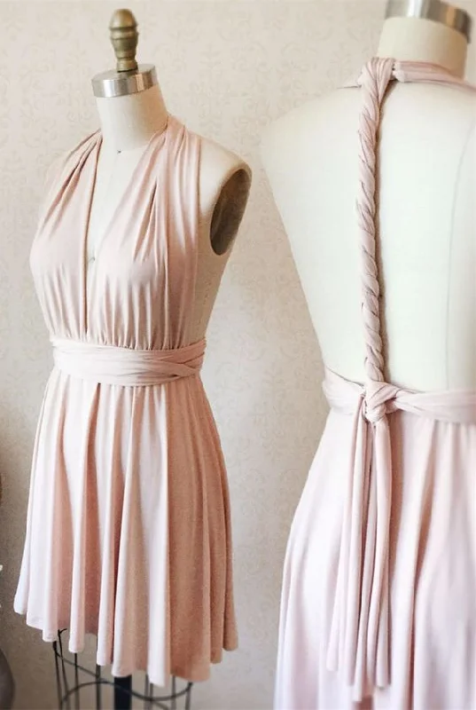 Modern Romance short pink bridesmaid dress, wedding dress, v neck bridesmaid dress, wedding party dress Homecoming Dresses cg10093 Modern Romance short pink bridesmaid dress, wedding dress, v neck bridesmaid dress, wedding party dress Homecoming Dresses cg10093