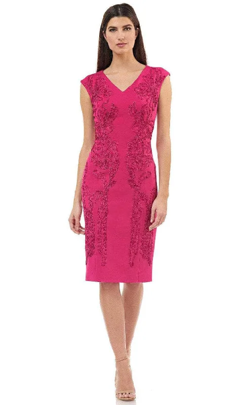 Elevate Your Wardrobe JS Collections 866988 - V-Neck Embellished Cotton Midi Dress
