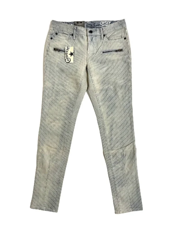 Anniversary Sale Women's Copley Rocker Striped Washout Denim Skinny Stretch Jeans In Light Blue