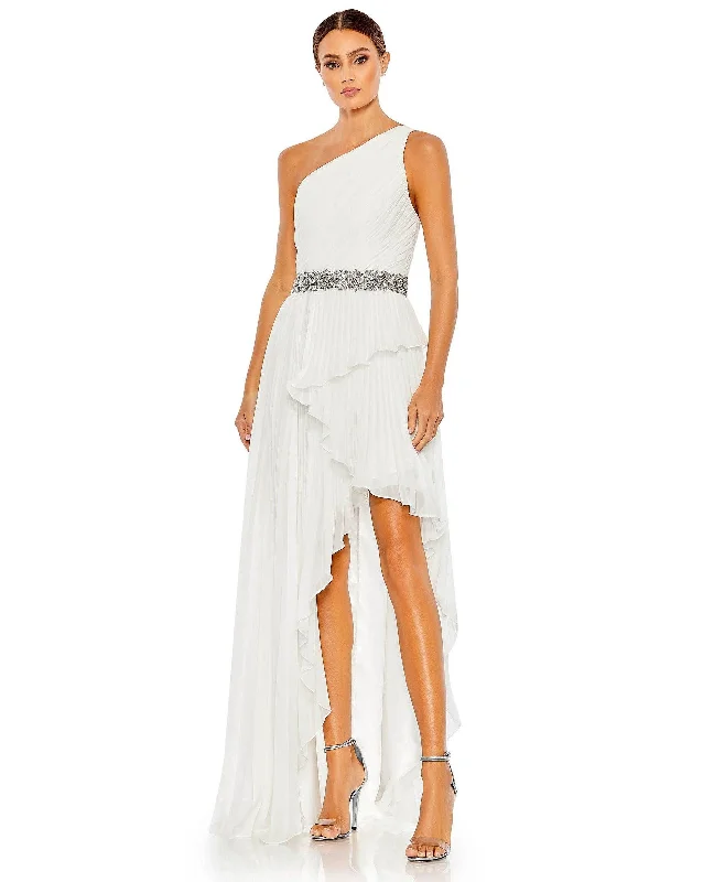 Latest Trends Mac Duggal 49532 Pleated One Shoulder High Low Gown