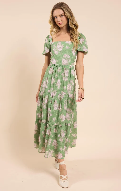 Fashion-Forward Rainy Days Tiered Maxi Dress, Green Multi | Sadie & Sage