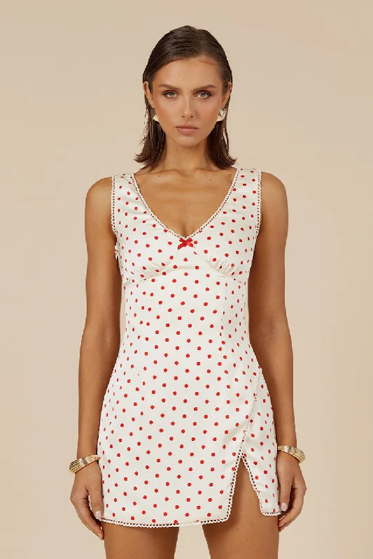 Fashion-Forward TERESA MINI DRESS - WHITE DOT