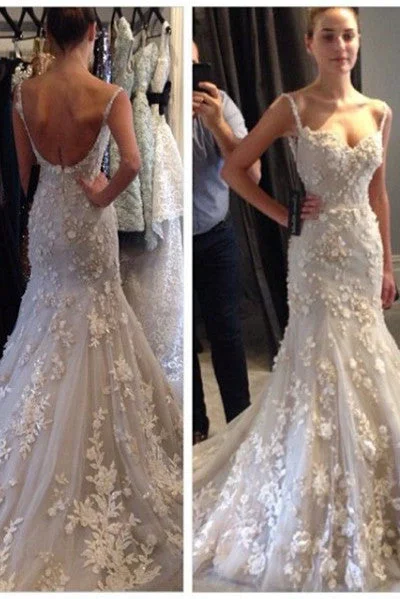 Brand Name Clothing Discount Extravaganza Mermaid Straps Sleeveless Tulle Wedding Dresses With Appliques Brand Name Clothing Discount Extravaganza Mermaid Straps Sleeveless Tulle Wedding Dresses With Appliques