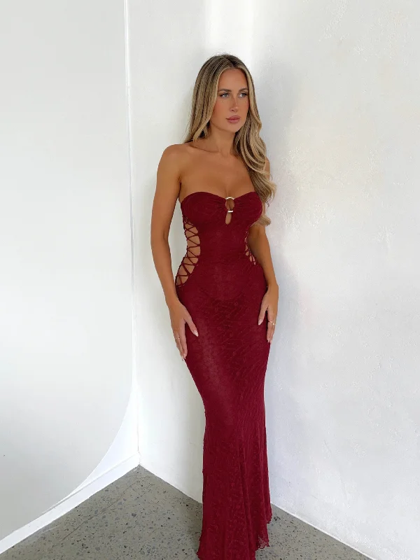 Refined Look WHITLEY MAXI DRESS BURGUNDY