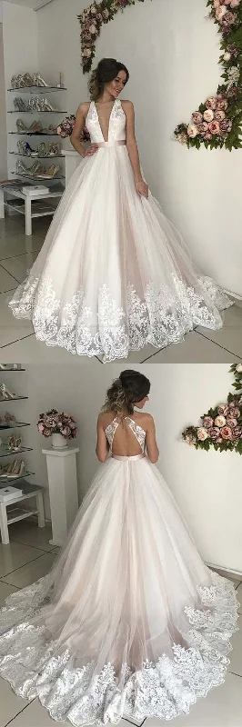 Trendy Fashion For Women Open Back Plunge V neck Tulle Fall Wedding Dress Ball Gown with Lace Prom Dress evening dress cg16407 Trendy Fashion For Women Open Back Plunge V neck Tulle Fall Wedding Dress Ball Gown with Lace Prom Dress evening dress cg16407