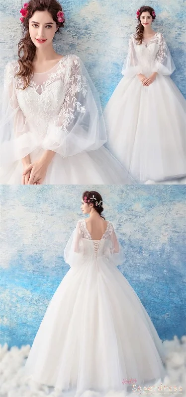 Exclusive Discounts Lace-Up Balloon Sleeves Ball Gown Wedding Dress princess prom dress cg19273 Exclusive Discounts Lace-Up Balloon Sleeves Ball Gown Wedding Dress princess prom dress cg19273