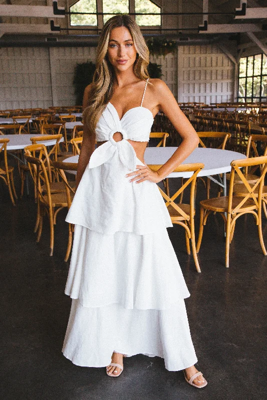 Style Upgrade Alanna Flower Cut Out Maxi Dress, White