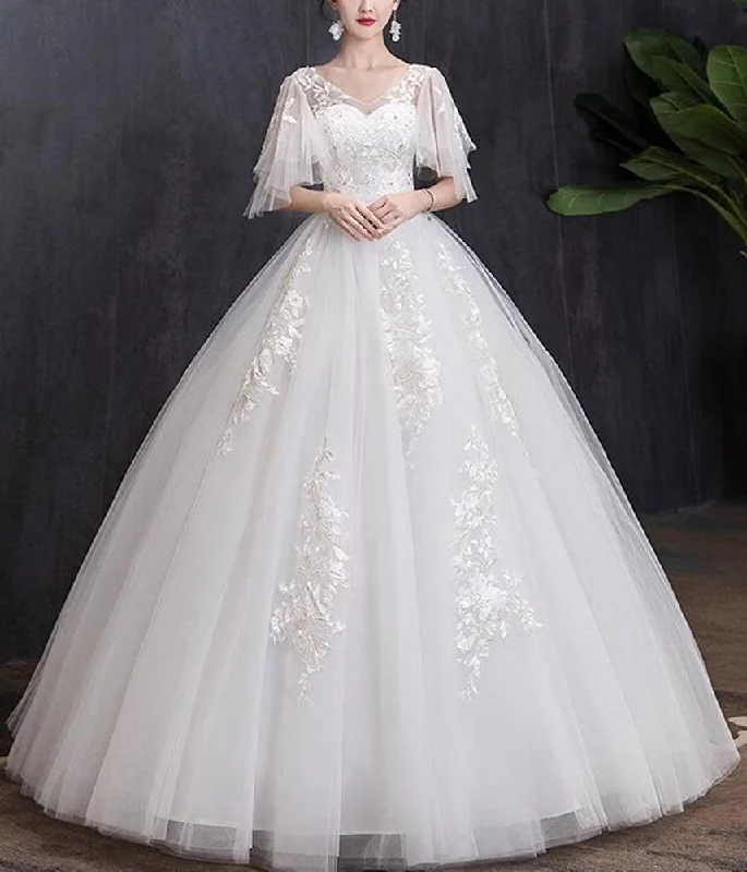 Graceful Cut Women Tulle Appliques Wedding Dresses Long A-Line Bridal Gowns YWD034 Graceful Cut Women Tulle Appliques Wedding Dresses Long A-Line Bridal Gowns YWD034