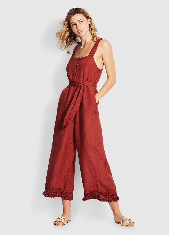 Vibrant Femme Fashion Scarlet Jumpsuit - Rust
