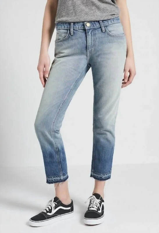 Trend Alert Released Hem Cotton Denim Crop Jeans In Blue
