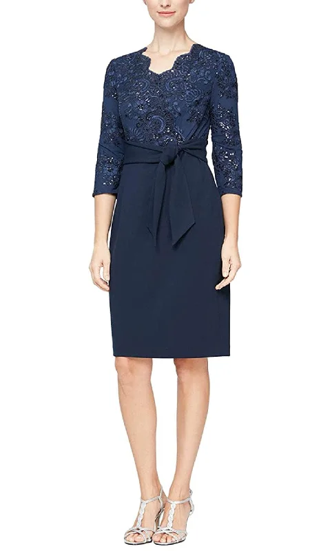 Trend Alert Alex Evenings 81171230 - Scalloped Neck Complementing Midi Dress