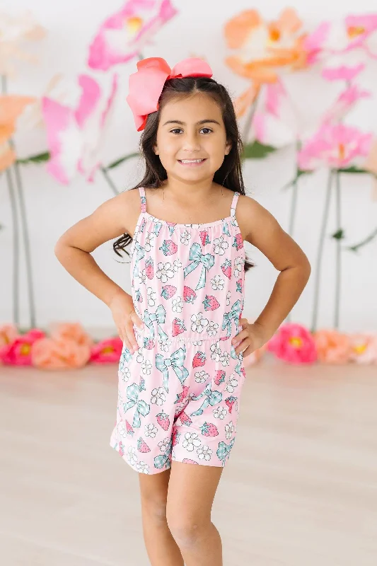 Graceful Drape Berry Picnic Strappy Play Romper